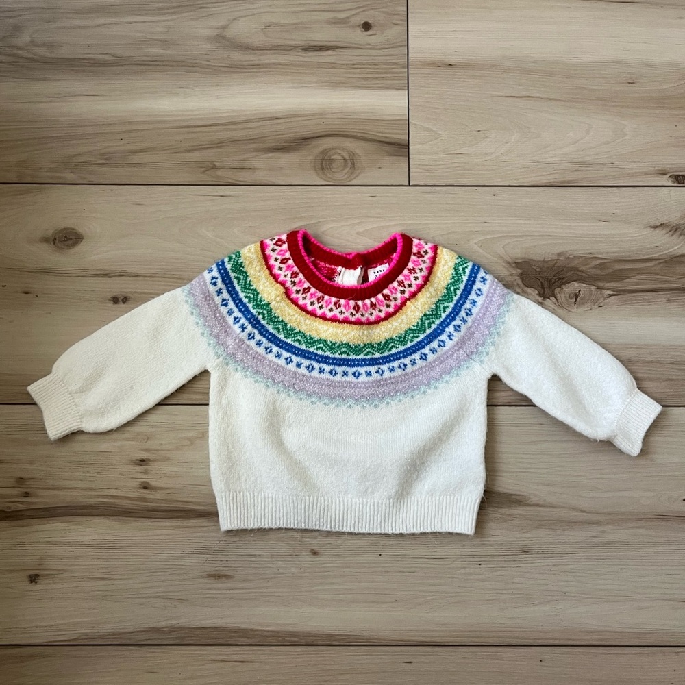 Baby Gap Fair Isle Colorful Rainbow Sweater Holidays size 6-12 months